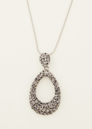 Phase Eight Sparkle Teardrop Long Pendant Jewellery Silver Canada | PNUBDC-596